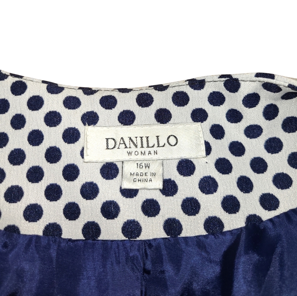 DANILLO BLAZER WOMENS SIZE 16W BLUE WHITE POLKA-DOT - Picture 3 of 11
